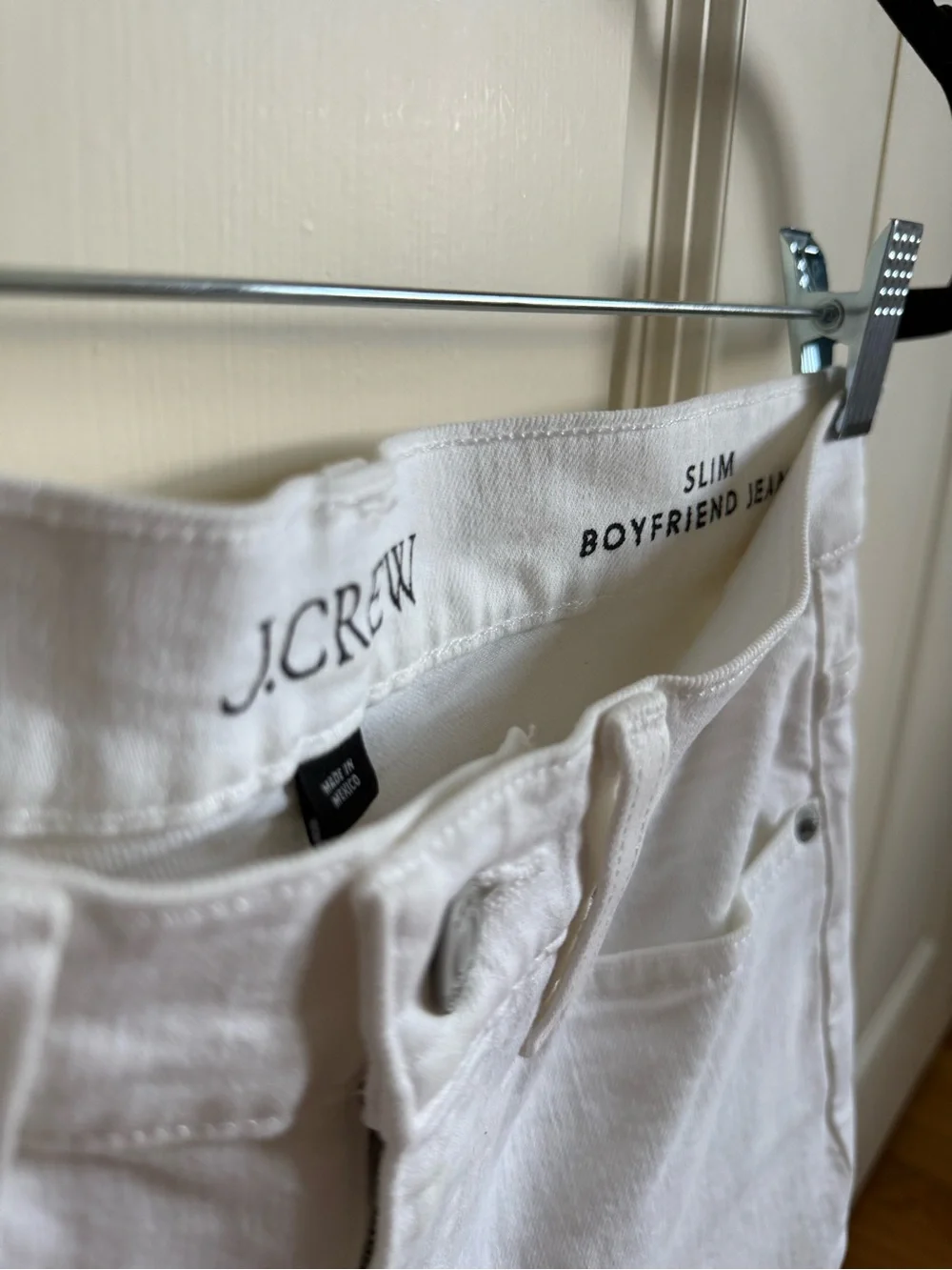 J. Crew White Slim Boyfriend High-Rise Straight Jeans